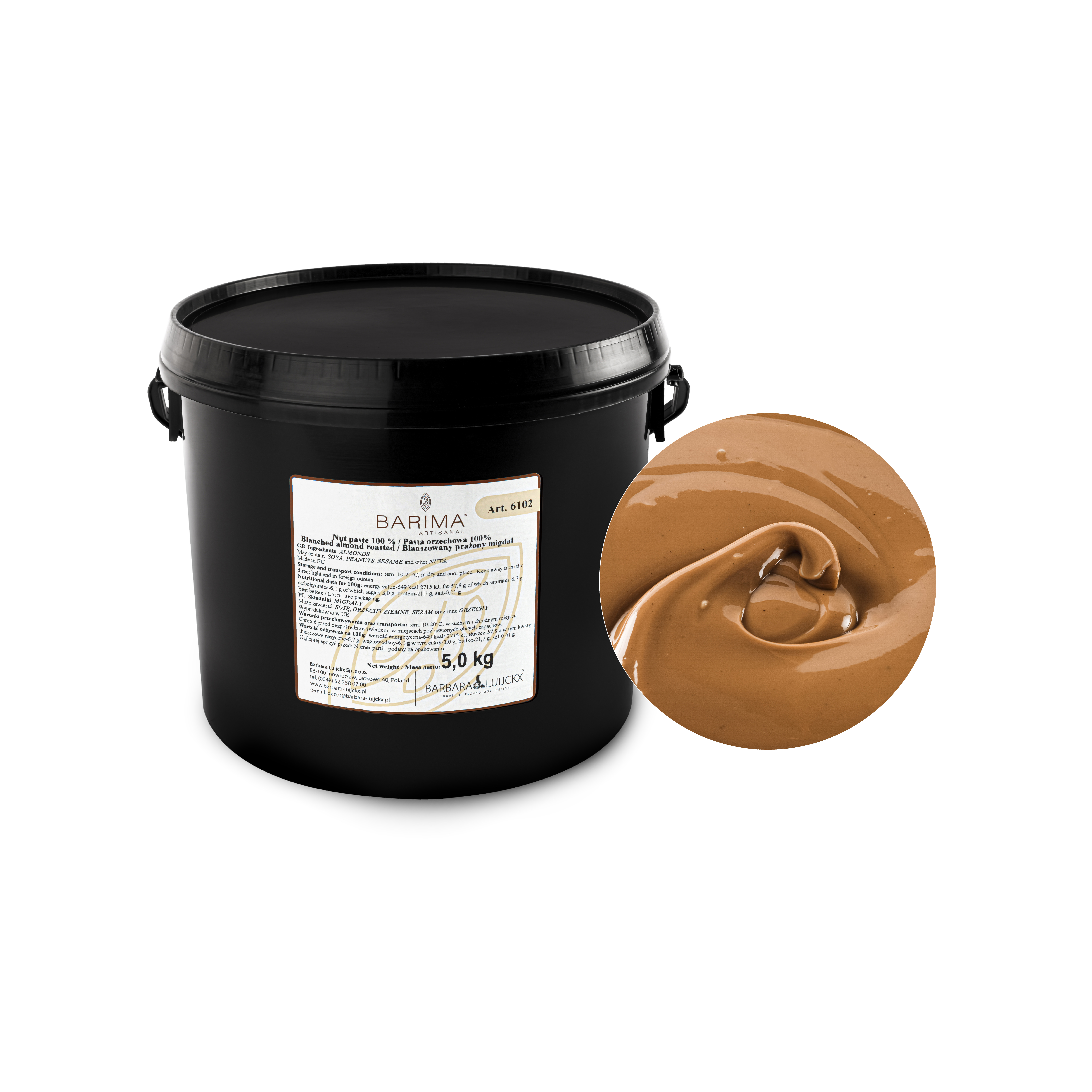 PASTA ORZECHOWA 100% BLANSZOWANY PRAŻONY MIGDAŁ 5KG