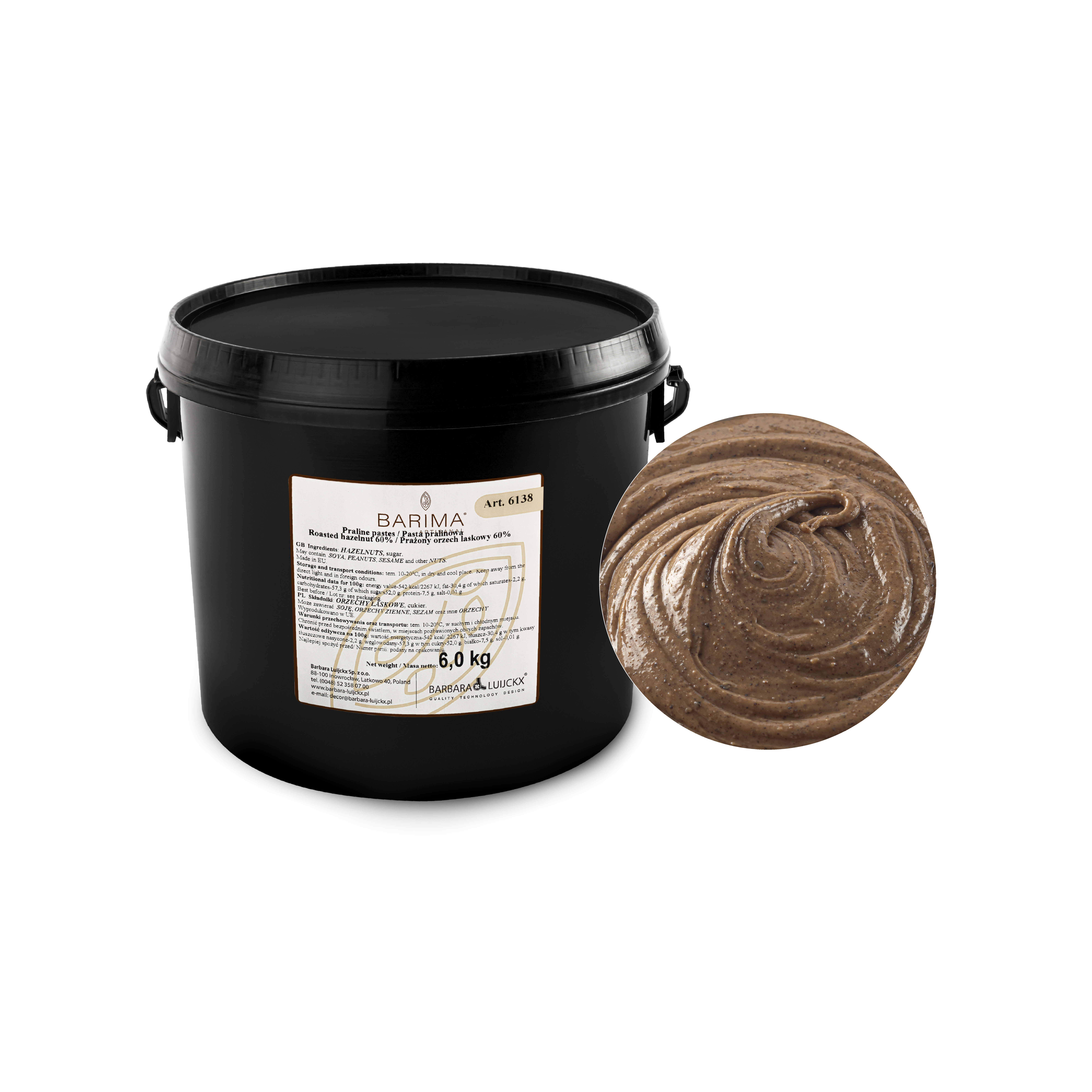 PASTA PRALINOWA 60% PRAŻONY ORZECH LASKOWY 6KG