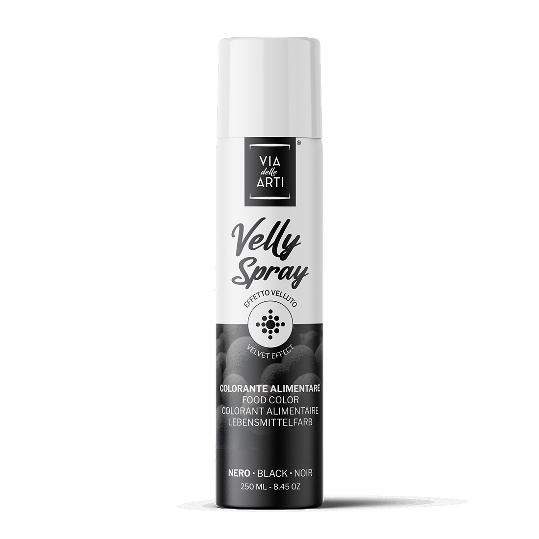 jadalny, czarny zamsz w spray do tortu